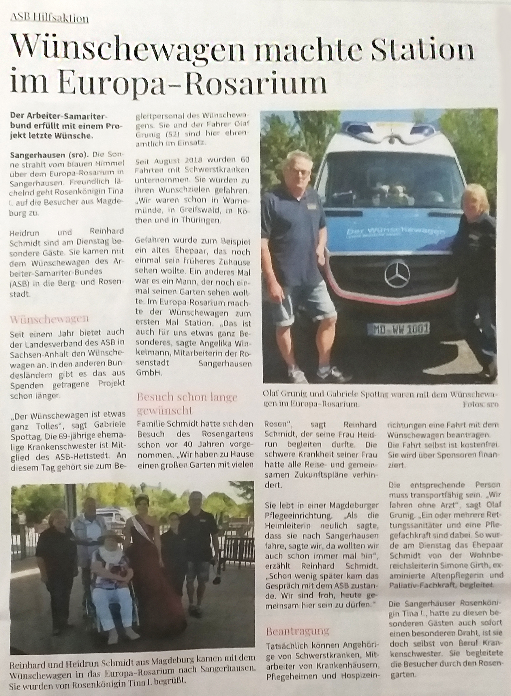 Artikel zur Wünschefahrt nach Sangerhausen