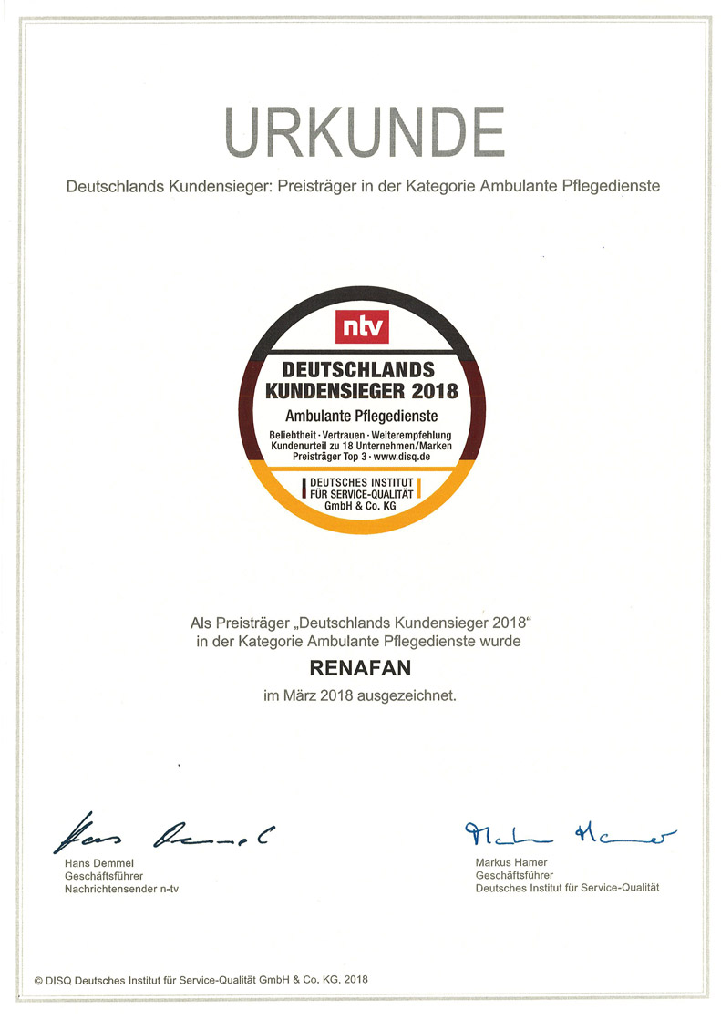 Kundensieger ambulante häusliche Pflege